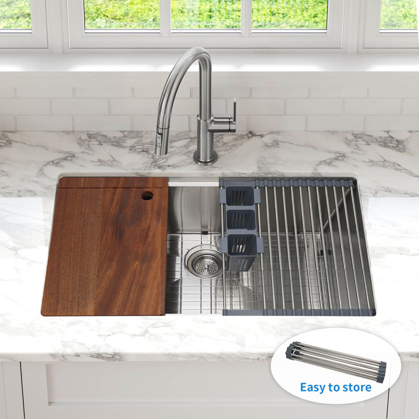 COZZIVITA KSSB32SS 32'' L Undermount Single Bowl Stainless Steel Kitchen Sink