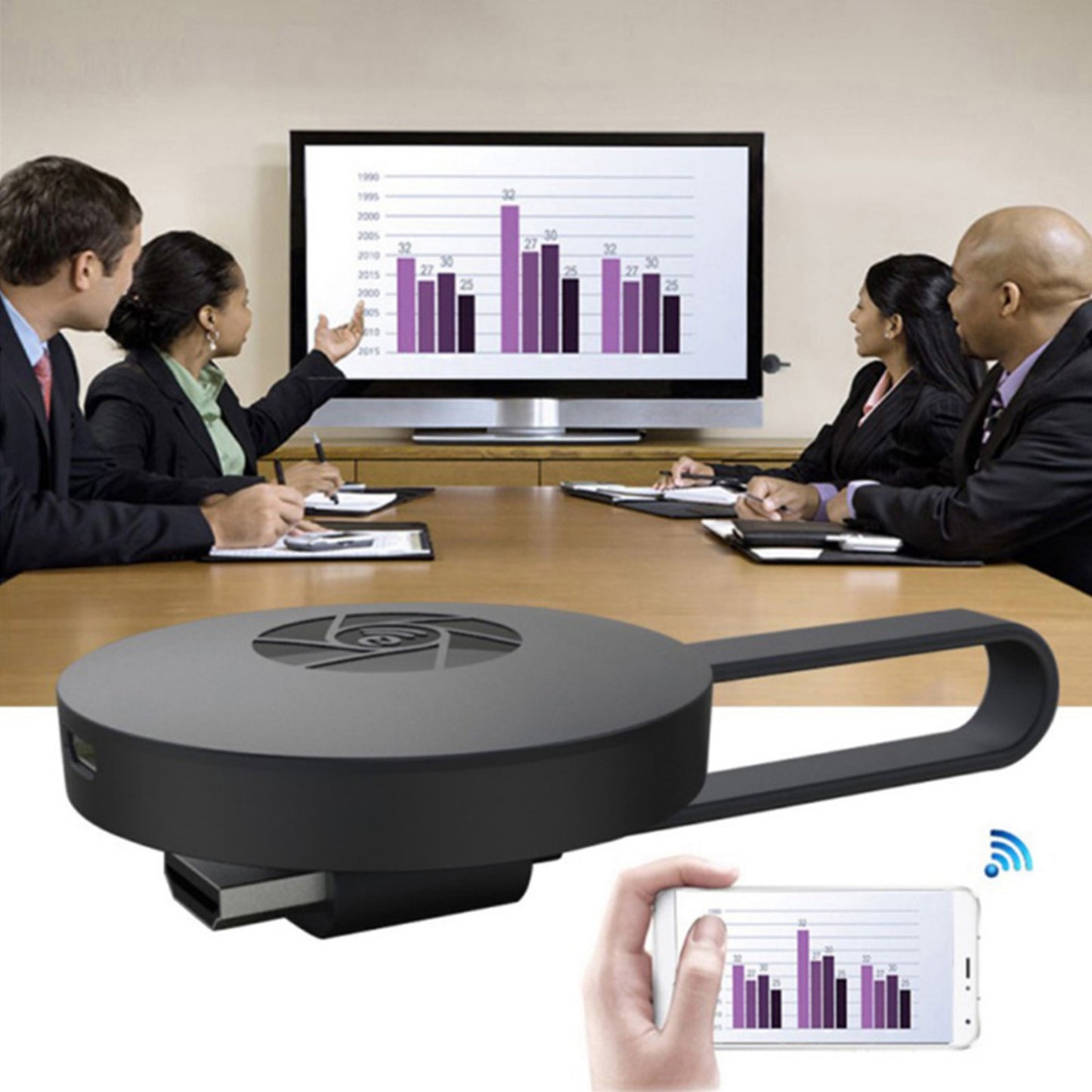 MiraScreen WiFi Display Dongle 1080P - Wireless HDMI Adapter for Smart TV, Android iOS Windows PC Laptop Screen Mirroring