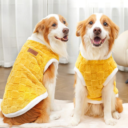 Roupas para cães de estimação casaco de outono e inverno moletom quente de lã polar colete dourado para cães de médio e grande porte suprimentos de vestuário