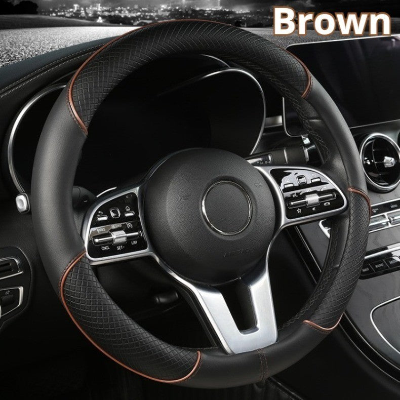 Capa de Volante de Couro All Seasons Diamond Ajuste Universal para 14,5-15 polegadas Capa de Couro Durável Design com Veias Antiderrapantes