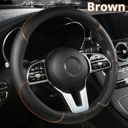 Capa de Volante de Couro All Seasons Diamond Ajuste Universal para 14,5-15 polegadas Capa de Couro Durável Design com Veias Antiderrapantes