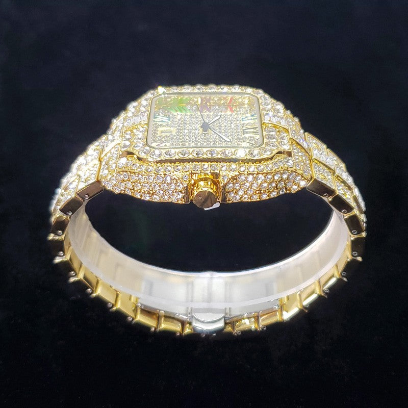 2025 New Luxury Diamond Watch Men Fashion Iced Out Square Colorful Number Watches Hip Hop Bling Jewelry Reloj Hombre for Party