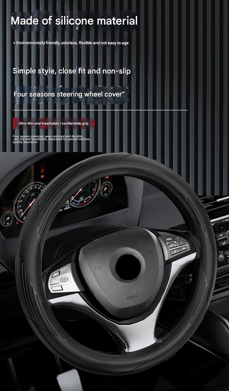 Capa de volante de silicone universal para carro redondo quatro estações