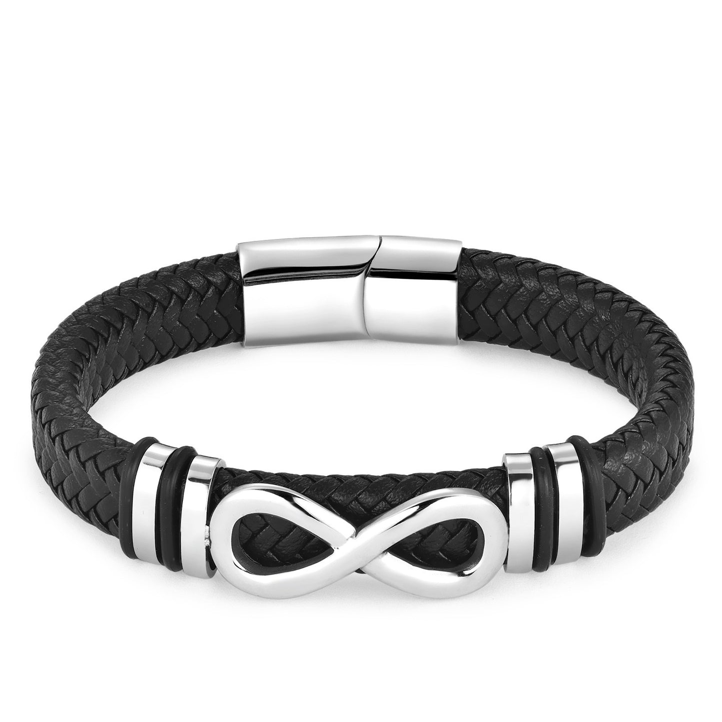 Pulseira de Aço Inoxidável Clássica de Couro Masculina, Corrente, Acessórios de Joias Elegantes para Pai e Namorado