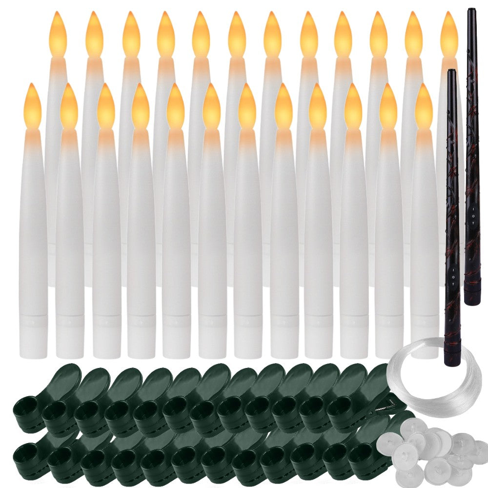 Flameless LED Taper Candles Christmas Tree Electric Candle Lights Mini Taper Clip-On Candles with Remote Timer for Wedding Decor
