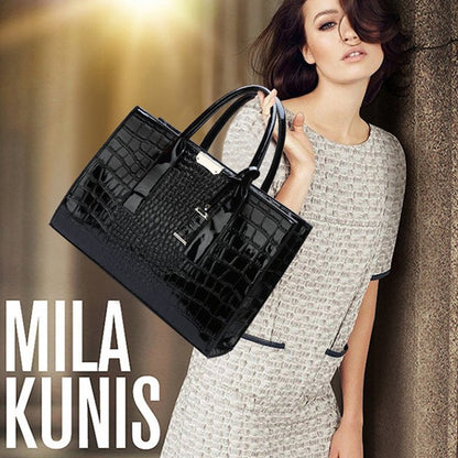 Luxury Handbags Alligator Designer PU Patent Leather Crossbody Bag For Women Tote Retro Ladies Messegner Shoulder Bag Bolsa