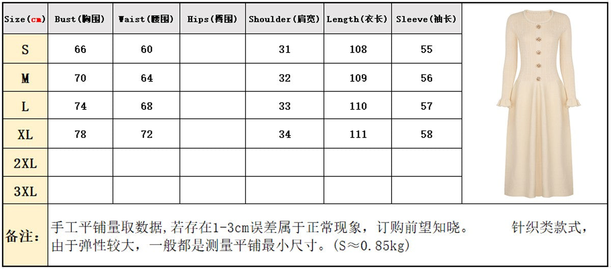High Quality Spring And Autumn New Fashion Knitted Heavy Industry Pearl Slim Fit And Slimming Round Neck Long Sleeved Dress