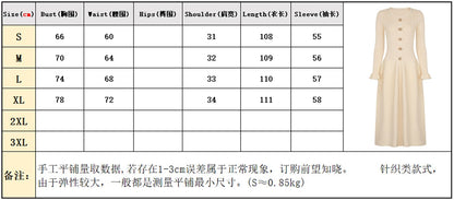 High Quality Spring And Autumn New Fashion Knitted Heavy Industry Pearl Slim Fit And Slimming Round Neck Long Sleeved Dress