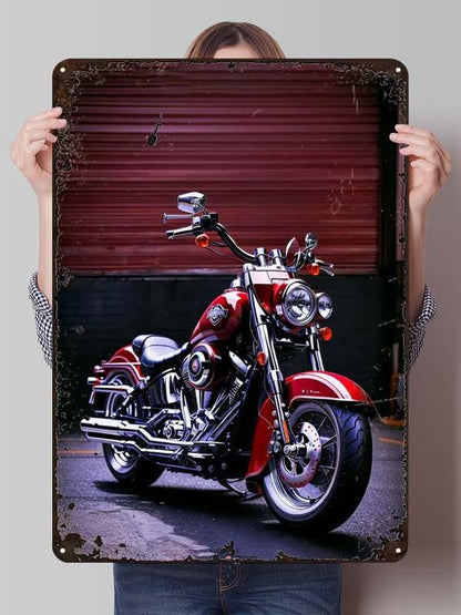 Letreiro de Flandres H-Harley Pôster de Motocicleta Decoração Estética de Quarto Masculino Placas de Metal Personalizadas para Garagem Decoração de Parede Retrô para Casa