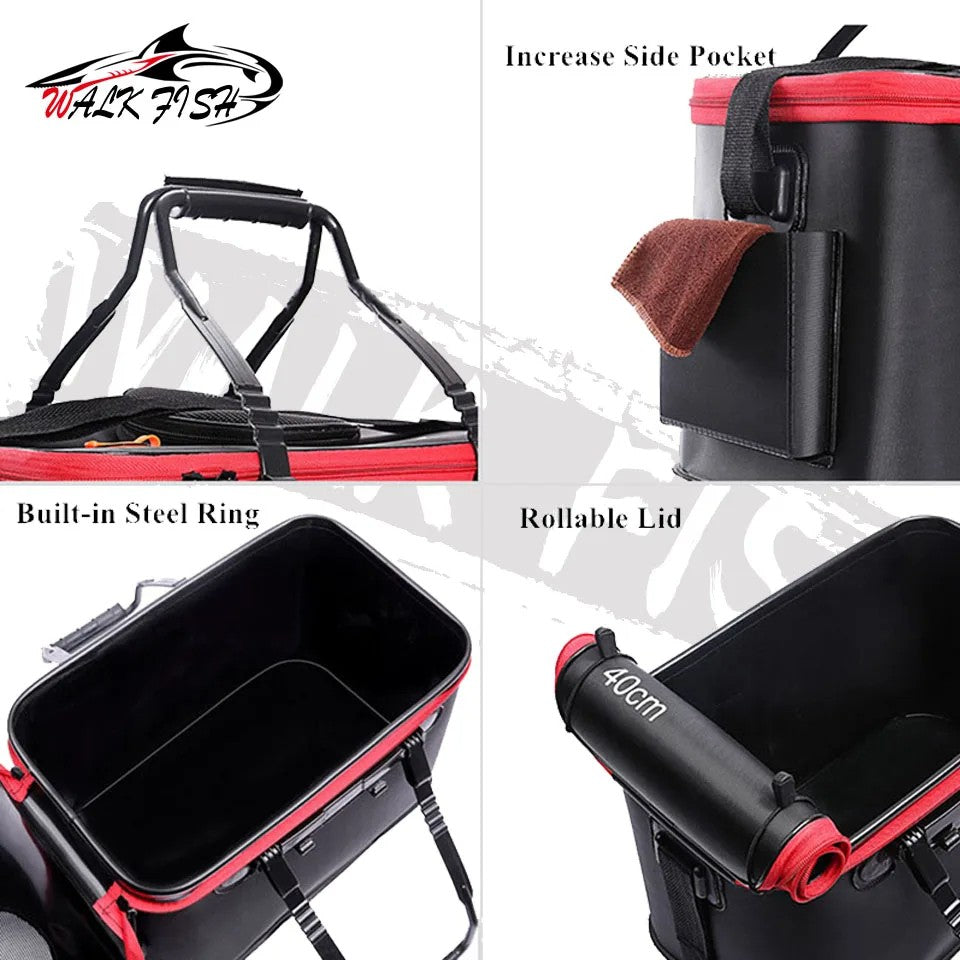 WALK FISH Bolsa de Pesca Espessa Dobrável de EVA Balde de Pesca Portátil Caixa de Peixe Vivo Armazenamento ao Ar Livre Bolsa Impermeável para Acampamento e Caminhada