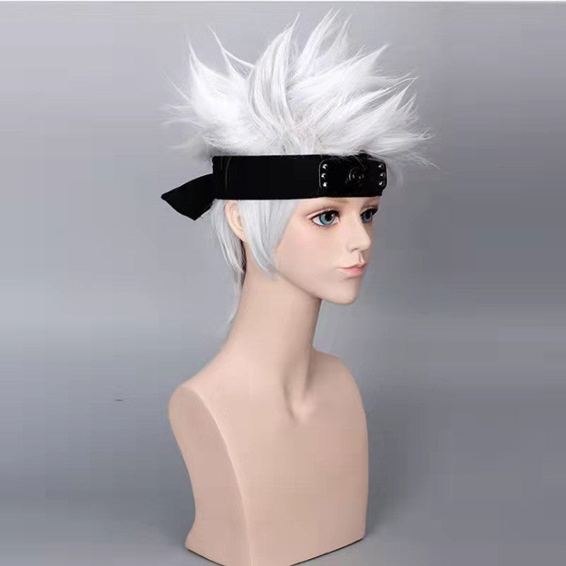 HOKAGE NINJA Hatake Kakashi Cosplay Wig Silver Gray Synthetic Short Curly Wig Anime Coser High Quality Wig Daily Party