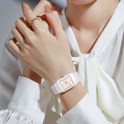 LIGE New Black Watch Women Fashion Creative Square Stainless Steel Ladies Waterproof Watches Elegant Bracelet Quartz Wristwatch