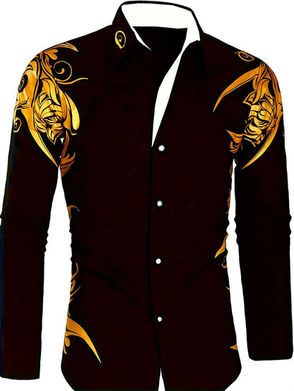 2025 men's formal shirt button up shirt, lapel long sleeved top, streetwear fashion button design