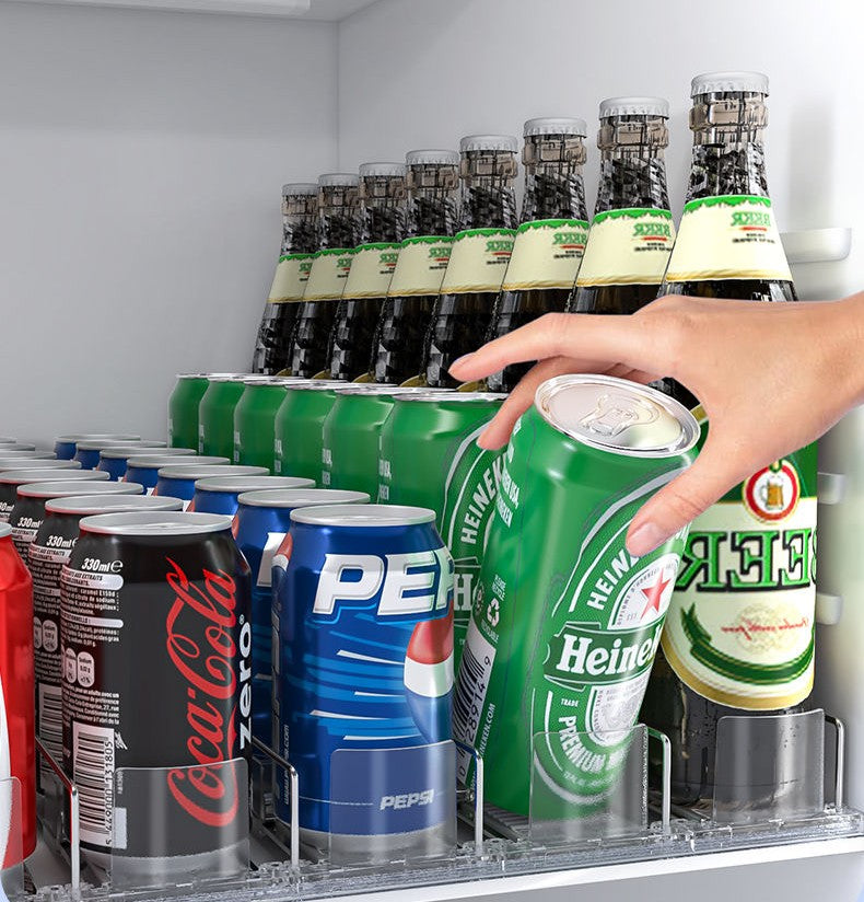 1-5pcs Automatic Beverage Pusher Supermarket Freezer Home Refrigerator Self-Sliding Track Organizer Cans Bottles Cola Drinks