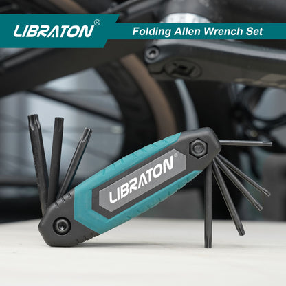 Chave Canivete Dobrável Libraton 8 em 1 Torx Hexagonal Allen Portátil Kit de Chaves Estrela Tamanhos T-9 a T-40 para Manutenção de Bicicletas