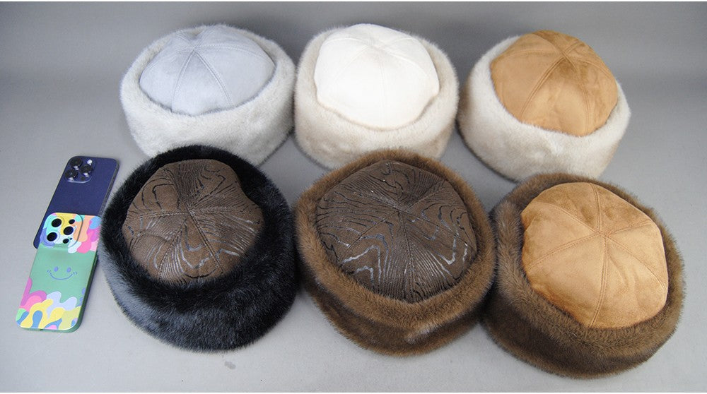 Hot Sale Faux Mink Fur Hat Winter Genuine Baseball Cap Russia Fashion Elegant Lady Warm Faux Fur Ball Straw Hat