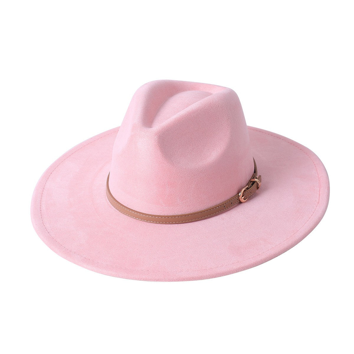 Chapéu fedora de aba larga com cinto de camurça vegana em formato de coração para homens e mulheres chapéu jazz de feltro chapéu feminino clássico