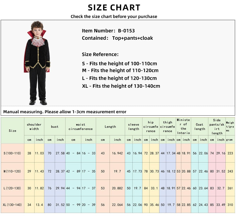 Adult Gothic Vampire Costume Set, Vampire Witch Role-Playing Outfit with Cape for Halloween Family Parties and Costumes