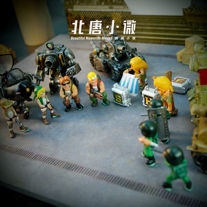 1:64 Metal Slug Genuine Tide Play Figura Snk Feita à Mão Metralhadora Pesada Lança-chamas Boneca Tanque Soldado Inimigo
