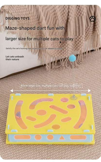 Brinquedo Interativo para Gatos Brinquedos de Escavação Labirinto Eco-PP Bolas com Guizo Teaser de Mola Grande 40cm Multi-Gatos Seguro para Mordidas Lavável com Trava de Pressão
