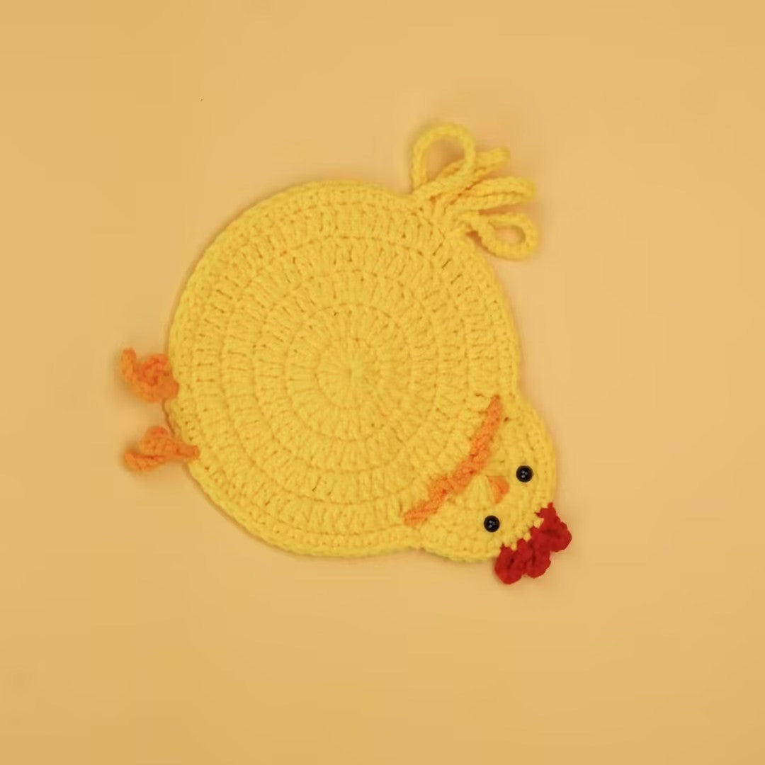 Funny Crochet Animal Coaster Finished Handwoven Coaster Coffee Cup Decor Gift