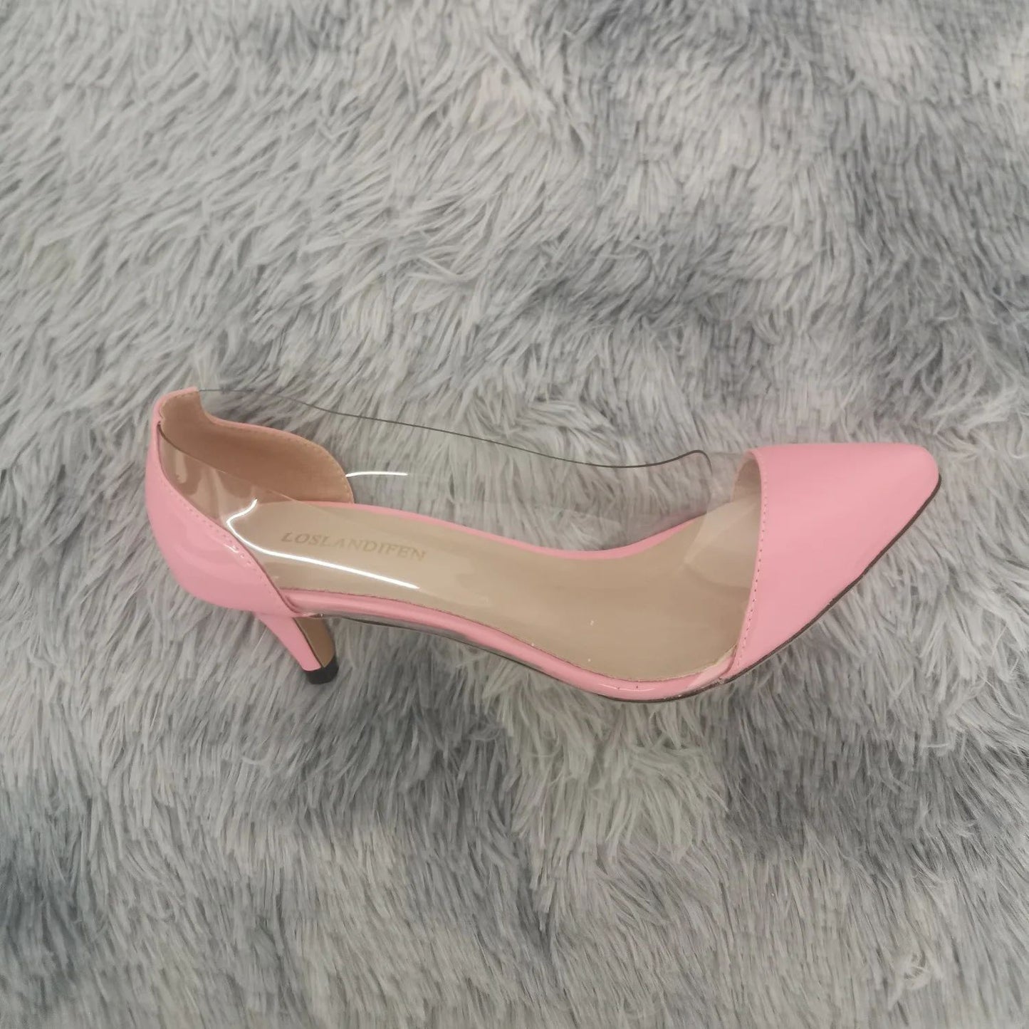 Women Patent Leather Sexy Pumps 2025 Autumn PVC Transparent 5cm Low Heel Pointed Toe Slip-on Thin High Heels Party Wedding Shoes