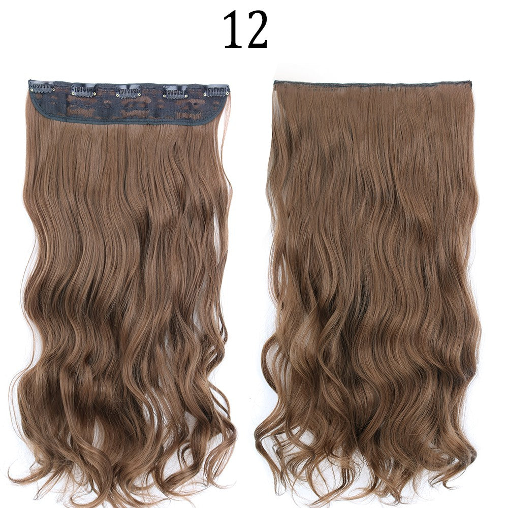 Apliques de Cabelo Sintético Liso Comprido de 5 Clipes 22'' Fibra de Alta Resistência ao Calor Preto Castanho Loiro