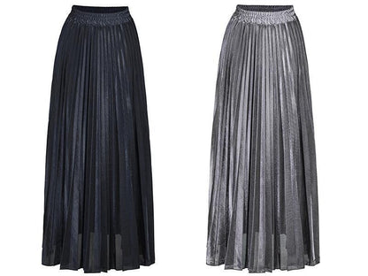 Check Skirt Pleated Maxi Skirt High Waist Harajuku Large Swing Gold Long Skirts For Women  XXL Saias