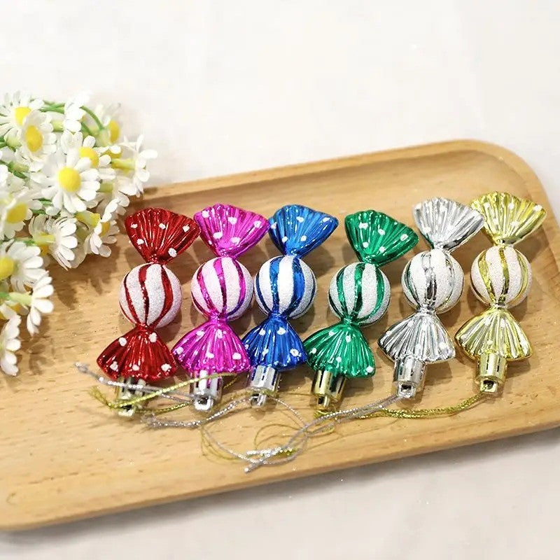 6PCS/Box DIY Christmas Tree Decoration Pendant Electroplating Candy Xmas Ball Window Door Hanging Ball 2025 Happy New Year