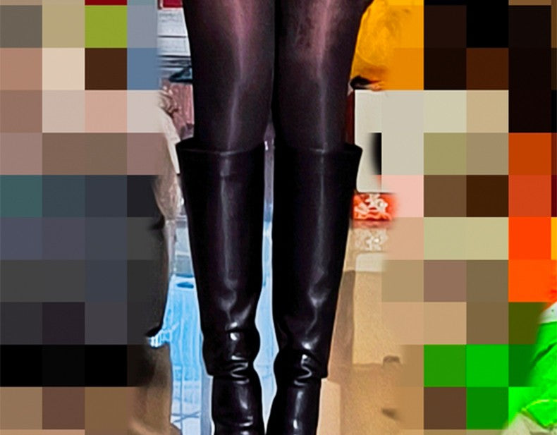 Ods Luxury Designer Sexy Pointed Toe Pole Knee High Brown Black Leather Red Sole Botas Mujer Boots For Women 8 10cm Big 41434546