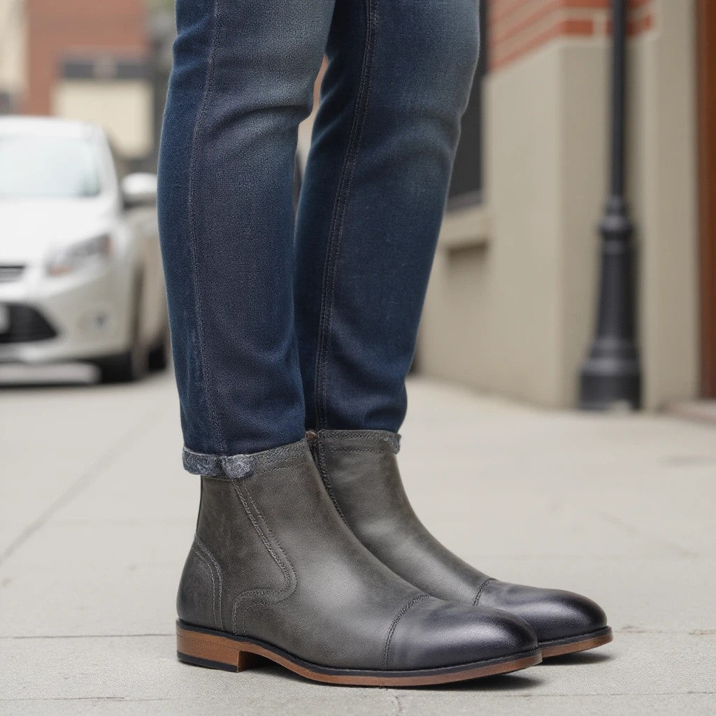 Botas Masculinas Confortáveis Moda 2025 Botas de Couro de Marca