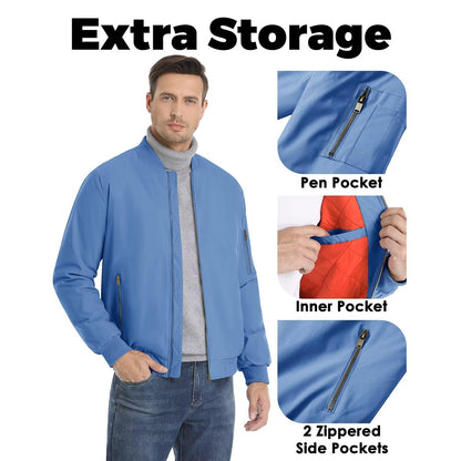 MAGCOMSEN Men's Aviator Jackets Thick Warm Orange Lining Bomber Jackets Fall Winter Casual Windproof Coats