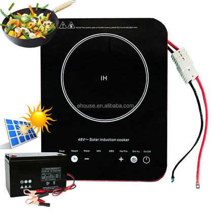 Fogão de Indução Elétrico Solar de Alta Qualidade com Um Queimador 12V 48V 1200W 800W 700W
