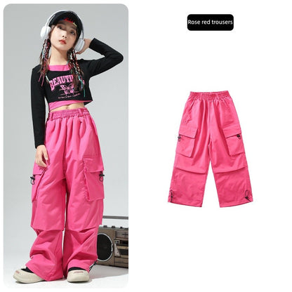 Roupa de Bebê Roupa Infantil da Moda Calças Cargo Menina Dança Hip-hop Roupa Larga de Rua Calças Infantis Casuais Meninas