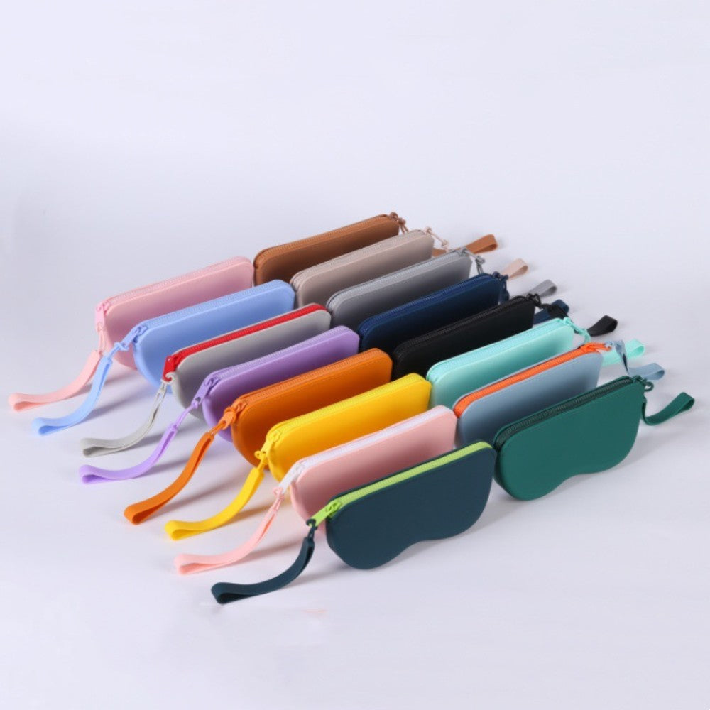 Soft Silicone Zipper Glasses Bag Storage Waterproof Bag Cosmetic Coin Bag for Women Girls Dustproof Glasses Box