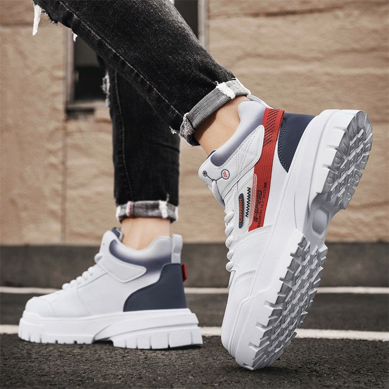 Tênis masculinos casuais de cano alto para outono, tênis de caminhada masculinos, tênis esportivos masculinos, tênis com sola macia para caminhada