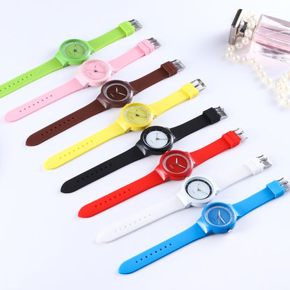 Cross border New Geneva Simple Casual Candy Color Silicone Watch Fashion Male and Female Student Couple Performance Goods