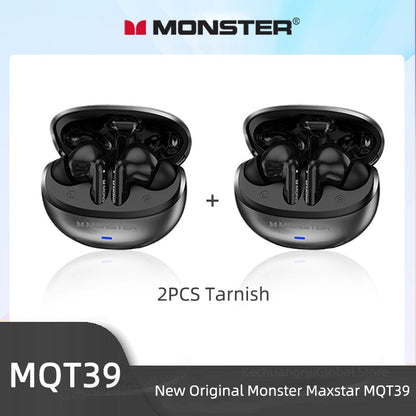 Monster MQT39 Wireless Bluetooth 6.0 Earphones TWS Hifi Stereo Wireless Headphones Gamer Headset Noise Reduction Sports Earbuds
