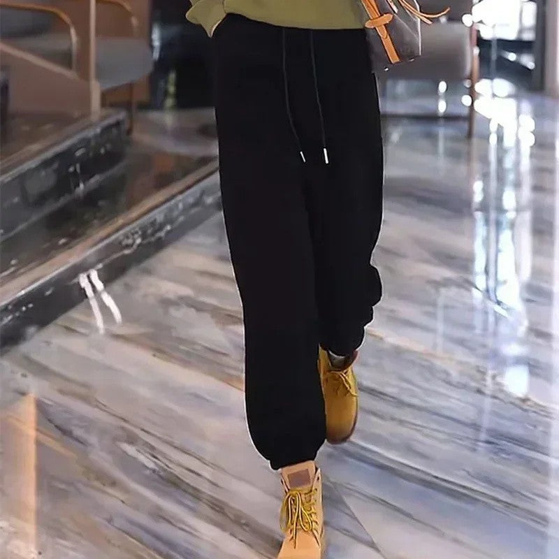 Solid Casual Thicken Women Corduroy Pants Lamb Fleece Padded Cashmere Warm Sweatpants Female Elastic Waist Soft Fur Trousers