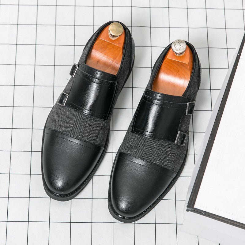 Spring Italian Double Button Loafers High-quality Blue Leather Shoes for Men Men Leather Shoes Patent Mens Wedding Dress Shoes