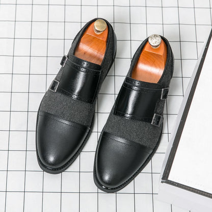 Spring Italian Double Button Loafers High-quality Blue Leather Shoes for Men Men Leather Shoes Patent Mens Wedding Dress Shoes