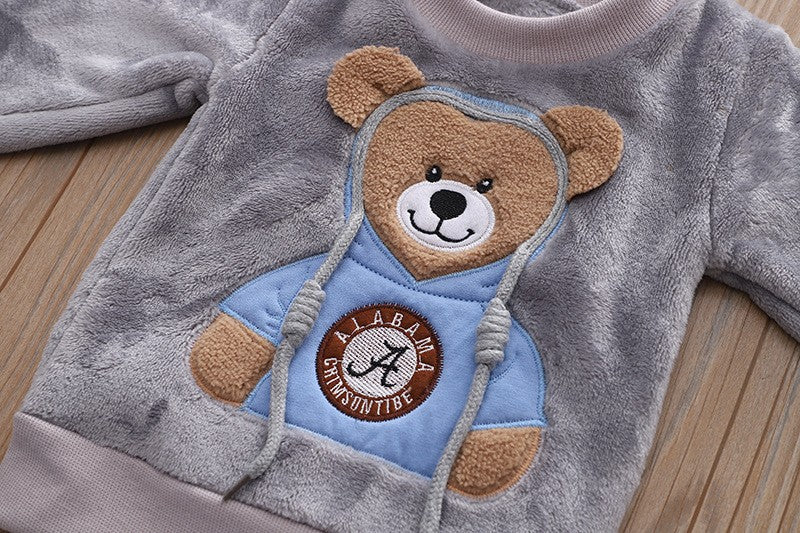 New Autumn Winter Baby Clothes Pajamas Sets Girls Pajamas Children Warm Flannel Fleece Catoon Bear Kids Sleepwear Home Suit 0-6Y