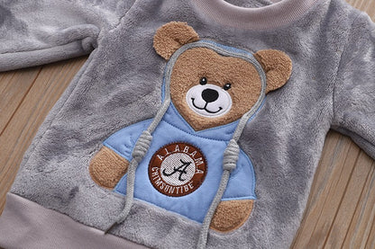 New Autumn Winter Baby Clothes Pajamas Sets Girls Pajamas Children Warm Flannel Fleece Catoon Bear Kids Sleepwear Home Suit 0-6Y