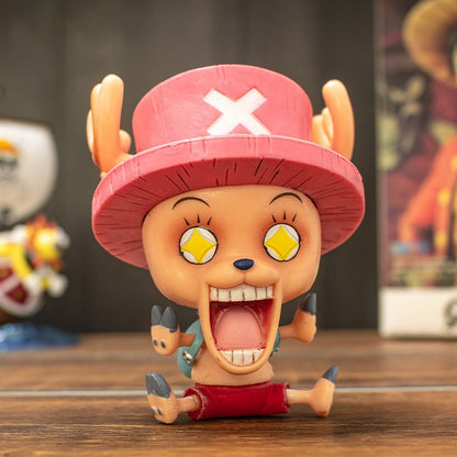 Bonecos Colecionáveis Fofos One Piece Versão Q Luffy Zoro Chopper Ace Boa Hancock Anime Blind Box Decoração de Mesa Carro Brinquedo Presente Infantil