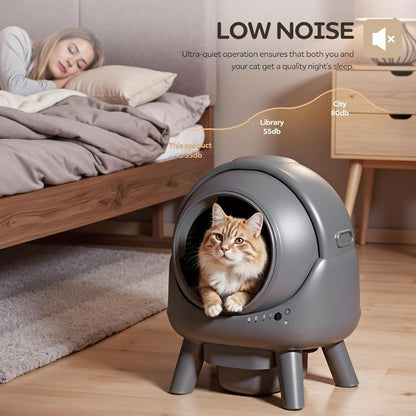 Caixa de Areia Autolimpante para Vários Gatos | Automática com Controle por Aplicativo | Descarte de Dejetos sem Odor e Sensores Duplos de Segurança
