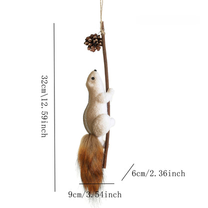 Christmas Squirrel Hanging Ornaments,Squirrel Pinecones & Berries, Rustic Winter Forest Decor for Christmas Tree, New Year Party