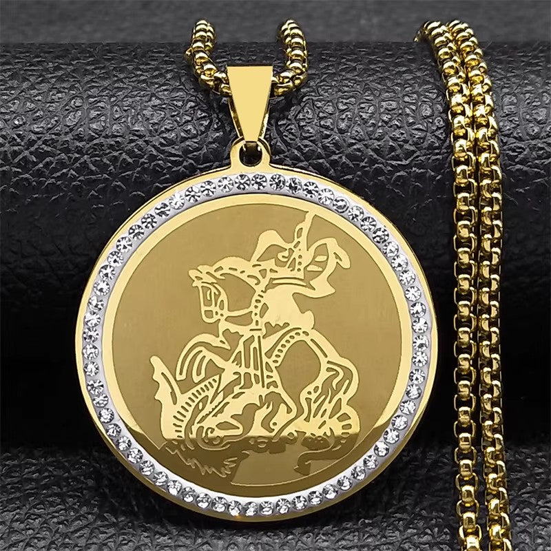 Colar de Anjo Medalha Sete Arcanjos para Mulheres Homens Aço Inoxidável Selo de Salomão Proteção Corrente Joias colar NZZZ504S02