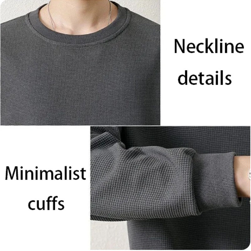 Men's Waffle Suit Sets Casual Long Sleeved Sweatshirt and Pants for Sports Men's T-shirt Hoodie Casual Trousers Set Loose Fit