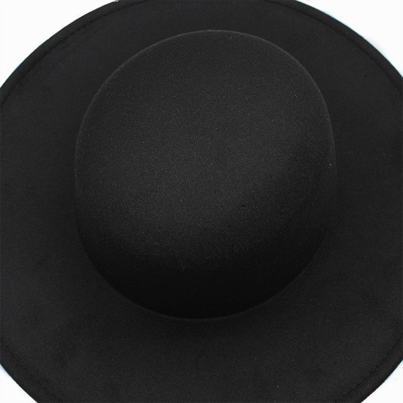 Fedora Hat Men Momen Solid 10CM Wide Brim Derby Top Hats Fashion Black Vintage Trilby Felt Hat