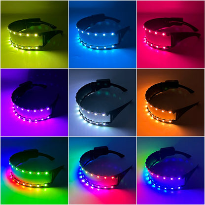 Cyberpunk Futuristic Luminous Glasses Rave Cyber light up Goggles LED glowing visor glasses for EDM music show props